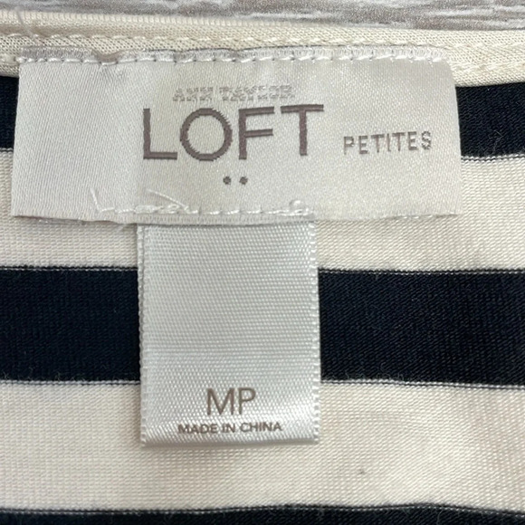 Ann Taylor Loft Petites Sleeveless Black & Ivory Striped Lace Trim Dress MP - Picture 11 of 14